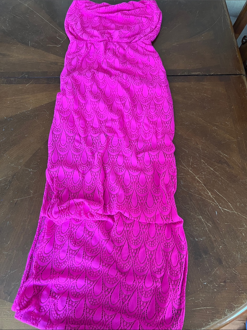 Lilly Pulitzer Strapless Hot Pink Printed Maxi Dress Small (hem seems bit darker